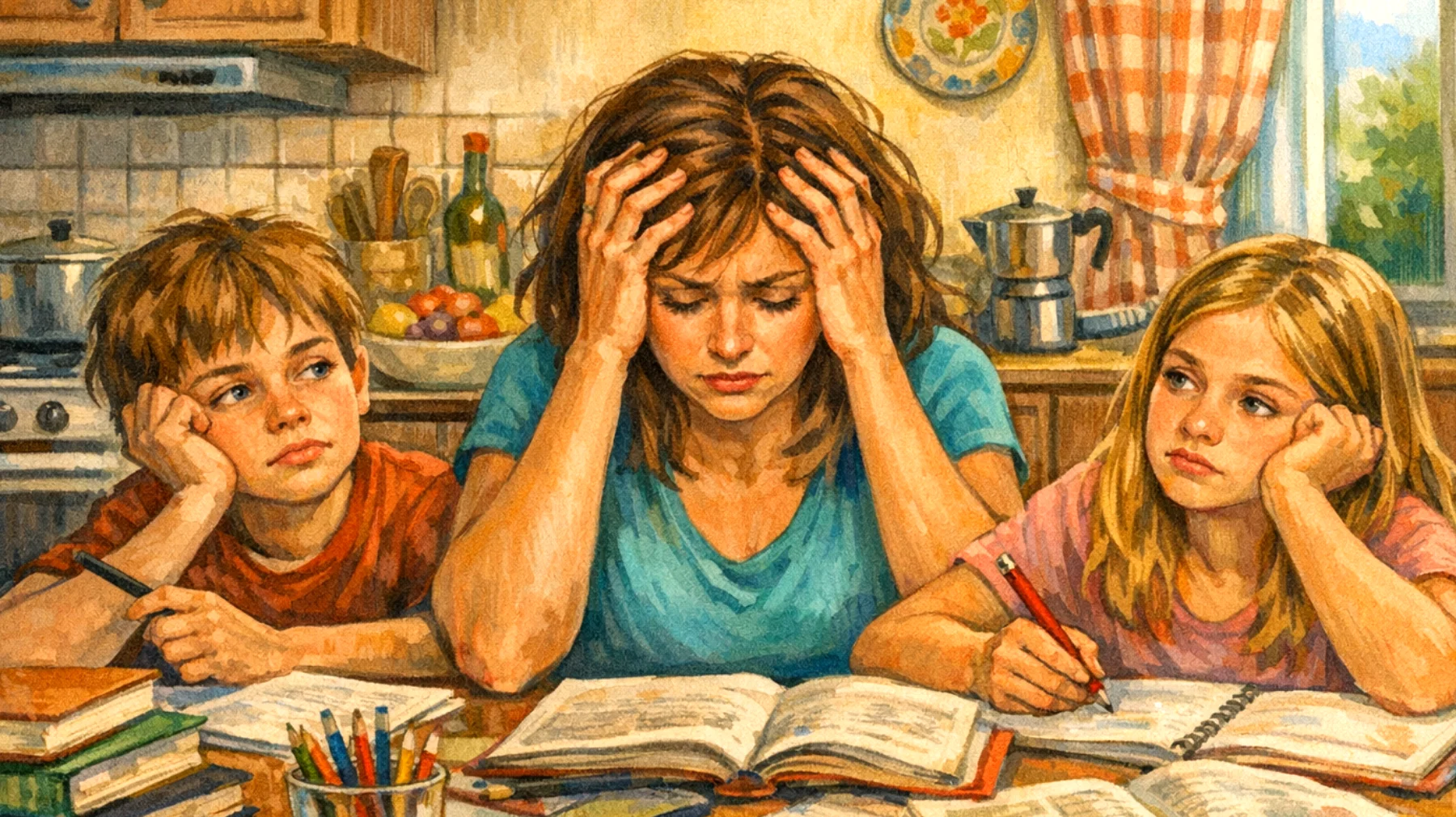 Una mamma si sente frustrata perché i suoi bambini mostrano scarso interesse per lo studio e poca motivazione scolastica, nonostante i suoi sforzi per aiutarli con i compiti e incoraggiarli"