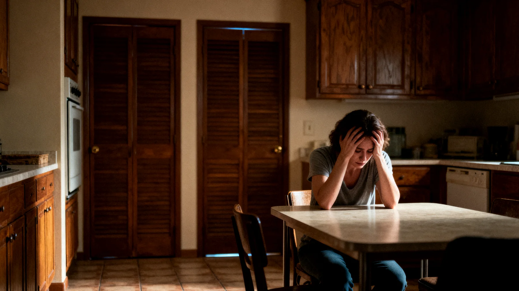 Mamma che si sente inadeguata e in colpa per non essere abbastanza presente nella vita dei suoi figli adolescenti, combattuta tra responsabilità lavorative e il timore di non riuscire a essere il punto di riferimento di cui hanno bisogno in una fase così delicata della loro crescita"