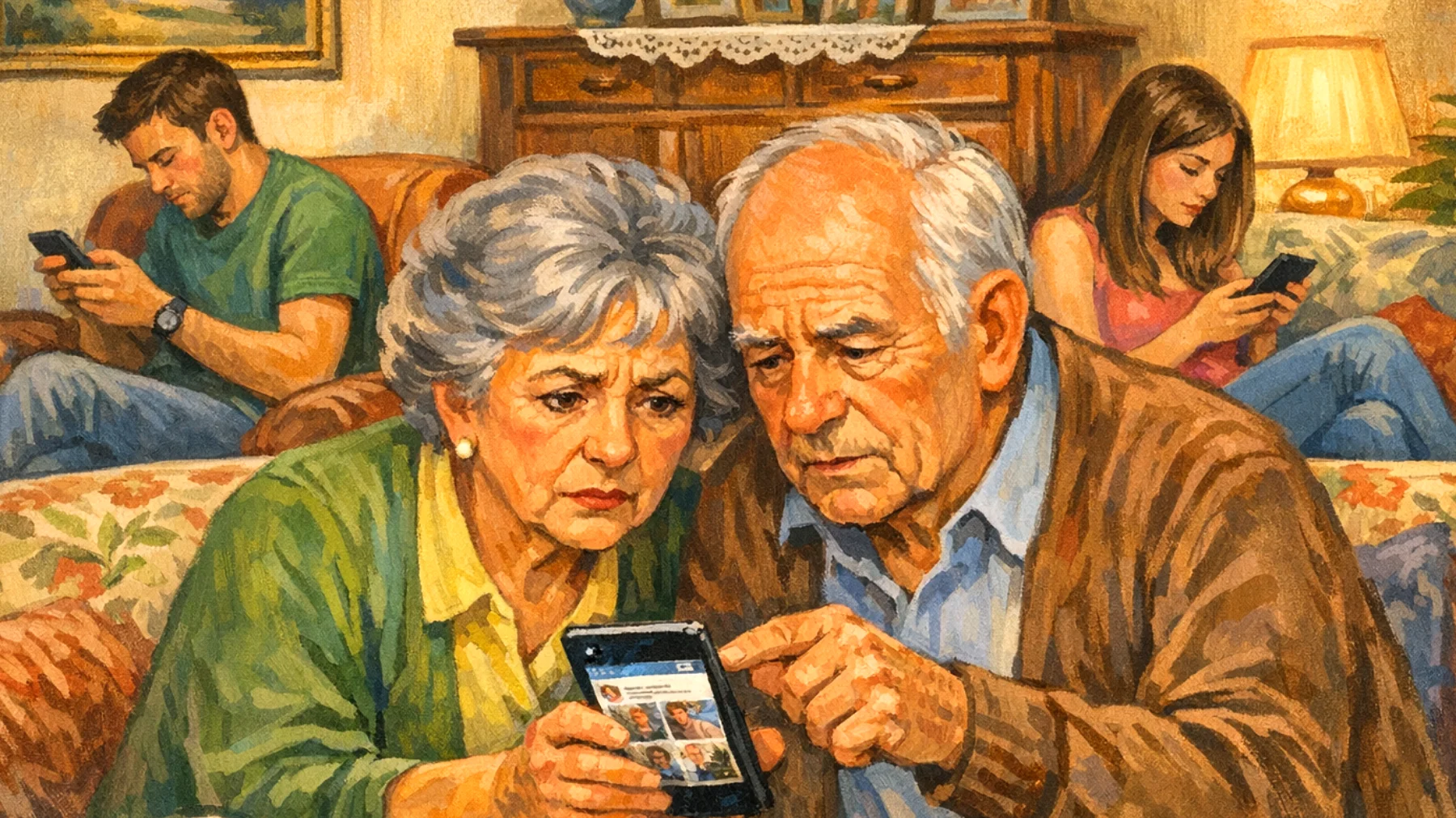 I nonni si sentono esclusi e preoccupati perché i nipoti giovani adulti condividono costantemente la loro vita sui social media ma non riescono a instaurare un dialogo autentico con loro, temendo inoltre che alcuni contenuti pubblicati possano compromettere la loro reputazione o sicurezza futura"