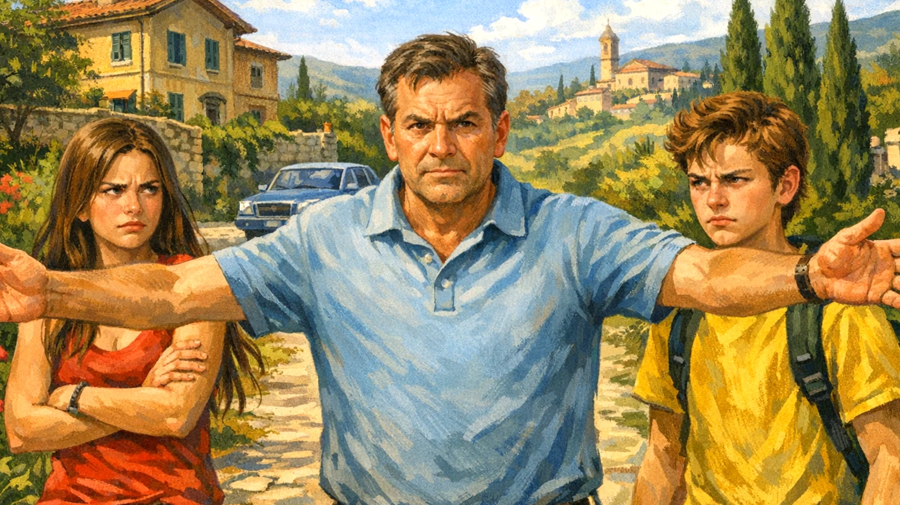 Un papà che tende a proteggere eccessivamente i propri figli adolescenti, limitando la loro autonomia e impedendo loro di sperimentare e affrontare le normali sfide dell'età, con conseguente difficoltà nello sviluppo di competenze decisionali e gestione del rischio"